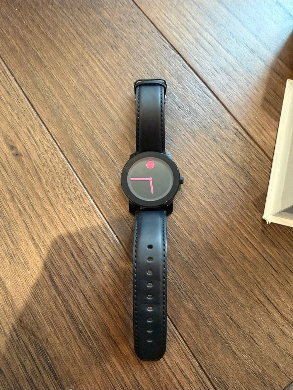 Movado Black Watch with Pink Hands - C39-085